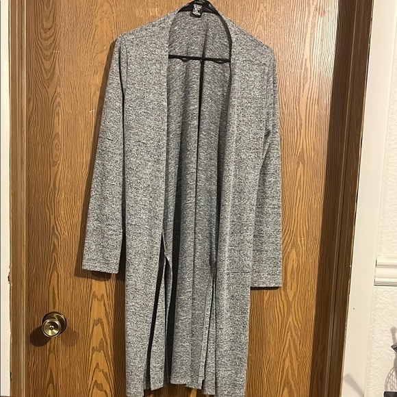 Gray Open Front Long Cardigan - Picture 1 of 6